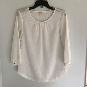 JCrew White Blouse with quarter length sleeves and gold button